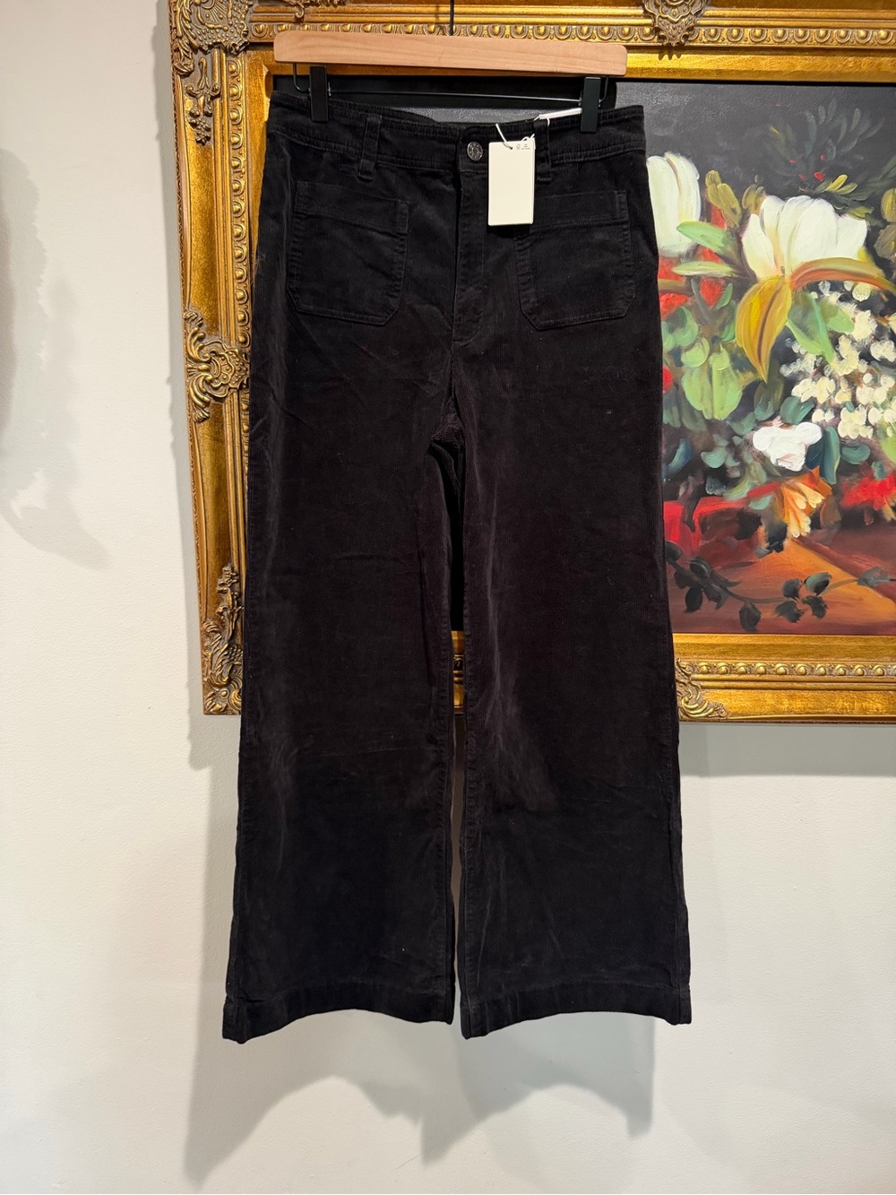 Mango Black Corduroy Wide-Leg Pants